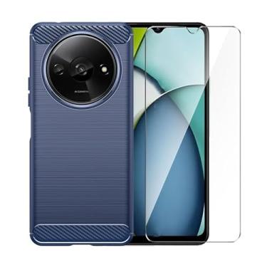 Imagem de WDMYLFTW Capa para Xiaomi Redmi A3X com protetor de tela HD, capa protetora de borracha macia de borracha macia antiderrapante com absorção de choque e absorção de choque (marinho)