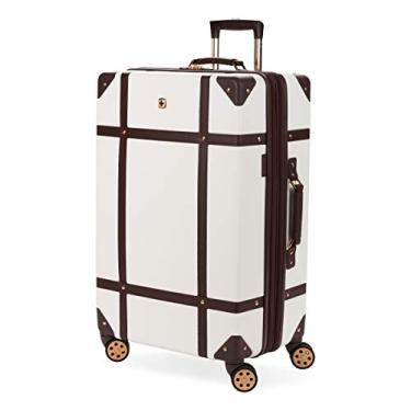 Imagem de SwissGear 7739 Porta-malas Rígidas com Rodas Spinner, Branco, Checked-Large 26 inch, 7739 Porta-malas rígidas com rodas giratórias