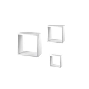Imagem de Kit 3 Nichos Quadrados 30cm/25cm/20cm Branco - Kelan, Branco