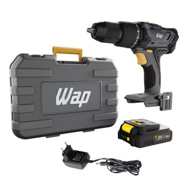 Imagem de Parafusadeira e Furadeira de Impacto WAP K21 ID03 com acessórios - Cinza e Amarela