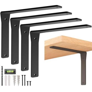 Imagem de Balin Designs Suportes De Prateleira Para Lareira Viva L Para Serviços Pesados Da(Preto) Suportes Faça Você Mesmo Com Ferragens De Montagem Para Prateleiras De 10" A 12", Ideais Para Lareira, Bancadas