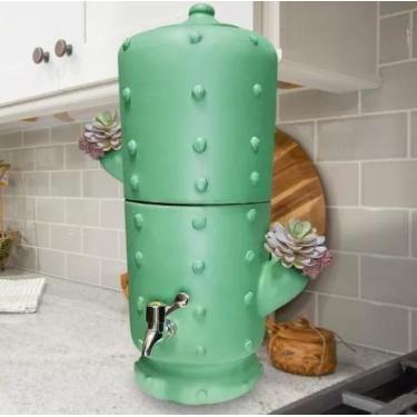 Imagem de Filtro De Barro 3L Agua Cacto Colorido Pintado Luxo Bancada - Artesana