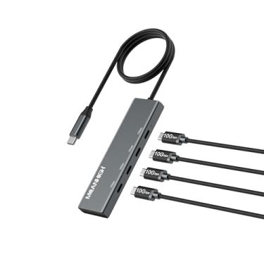 Imagem de MEANHIGH Hub USB C de 10 Gbps, adaptador USB 3.2 com 4 portas USB-C 3.2, entrega de energia de 100 W, divisor multiportas USB-C de alta velocidade compatível com MacBook Pro/Air, iMac, iPad Pro