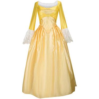 Imagem de Royal Colonial Fantasia infantil de princesa Hamilton Peggy amarelo espartilho medieval Cosplay vestido vitoriano infantil