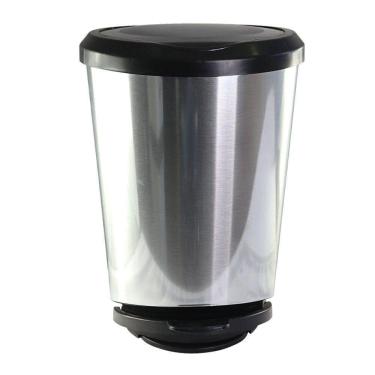Imagem de Lixeira Com Pedal Label Prata 10 Litros