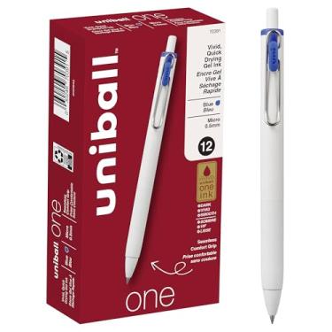 Imagem de Uniball One Canetas de gel retráteis, micro ponta (0,5 mm), tinta azul, pacote com 12