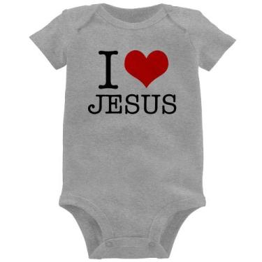 Imagem de Body Bebê I Love Jesus - Foca na Moda, Cinza, GG