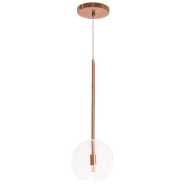 Imagem de Pendente Lux Cobre Rose Gold Globo Vidro Cristal + Led - Iluminar Ambi