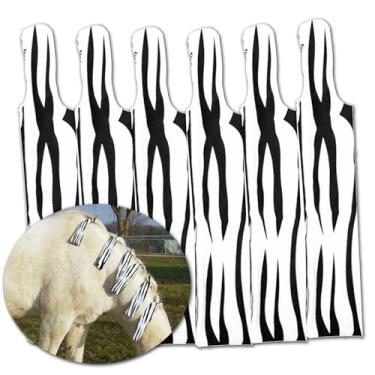 Imagem de Sacos de crina de cavalo Ranch Hand - Protege a juba do vento, sol e lama - Previne emaranhados, fricção e quebra - Feito com Lycra e Nylon - Fácil de usar e lavável - Conjunto de 6 (zebra)