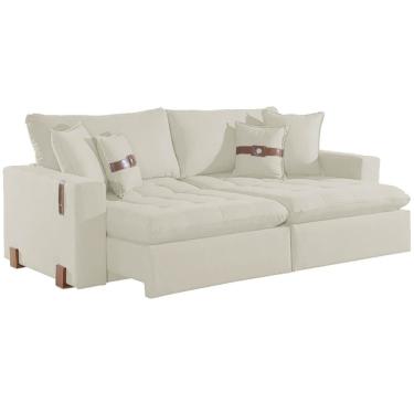 Imagem de Sofá Cama Zeus 220cm 4 Lugares Retrátil e Reclinável Tecido Linho Innove Cor Bege
