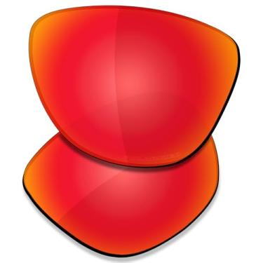 Imagem de SAUCER Lentes de substituição premium para Oakley Frogskins Mix OO9428 | Frogskins Mix Low Bridge Fit OO9428F Óculos de sol de alta defesa - Vermelho fogo polarizado