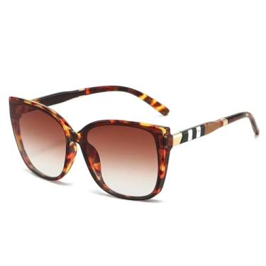 Imagem de JRLLFD Óculos da moda Óculos femininos Óculos masculinos Rosto redondo Borda Grande Armação Óculos à prova de UV (tamanho único/Café)