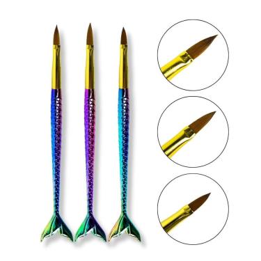 Imagem de Kit 3 Pincéis Sereia Alongamento Unha Nail Design Porcelana