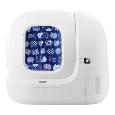 Imagem de Cortina para caixa de areia para gatos autolimpante, reduz o salto da areia do gato, impede os odores da caixa de areia autolimpante (azul, quadrado)