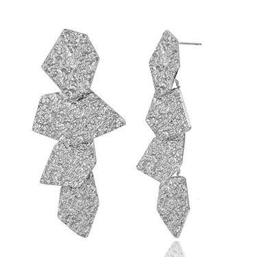 Imagem de Brincos de flor de folha Ginkgo, brincos de declaração de ouro para mulheres e meninas, design moderno banhado a ouro 14 K, formato irregular, boêmio, pingente de gota, presente para namorada, Liga de zinco., Sem pedras preciosas,