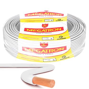 Imagem de Rolo de 100 Metros Cabo Flexivel 2,5mm, 750V, Branco, Megatron - Para Instalação Intern...