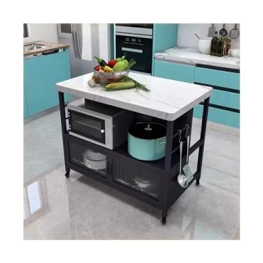 Imagem de Carrinho de Armazenamento Rack de armazenamento de ilha de cozinha, mesa de corte de vegetais, armário lateral, tigela e placa, armário de armazenamento móvel Carrinho de Armazenamento