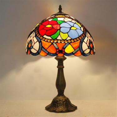Imagem de Lâmpada de mesa vintage americana LED Luxo Criatividade Sala de estar Estudo Quarto Lâmpada de cabeceira Villa Hotel Cor Vidro Mesa Luz (Estilo 13)