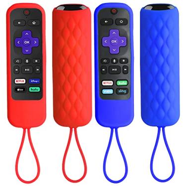 Imagem de Pacote com 2 capas remotas para Roku, capa de silicone para controle remoto Roku Streaming Stick+/ Hisense Roku/Insignia Roku TV (2016-2019)/TCL Roku Smart TV capa de substituição para controle remoto – Vermelho e azul escuro