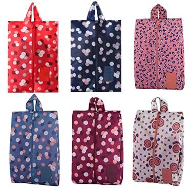 Imagem de Bolsa de sapato feminina Bellcon para viagem, à prova d 'água, pacote com 6 sacos de sapato com zíper único, organizador de sutiã grande, Floral, 6