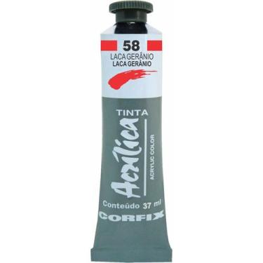 Imagem de Tinta Acrílica 37ml 058 Laca Geranio Corfix, 058 - LACA GERâNIO