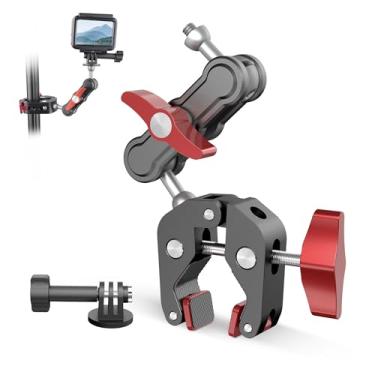 Imagem de Mechrig Suporte com ventosa para câmera Go Pro Hero 11/10/9 e braço mágico de cabeça esférica de 360° com adaptador para Go Pro, adaptadores de cabeça esférica dupla de alumínio, super braçadeira