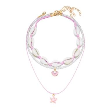 Imagem de Colar gargantilha boêmia com concha Puka estrela do mar para mulheres, boêmio, feito à mão, verão, praia, concha, imitação de pérola, colar em camadas, Havaí, presente, Zinco, Sem Pedra Preciosa