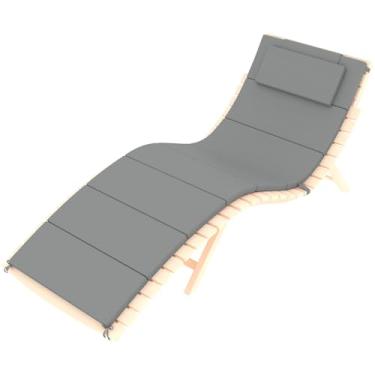 Imagem de Almofada para espreguiçadeira ao ar livre, almofada dobrável para cadeira de descanso com encosto de cabeça, resistente ao clima e ao desbotamento, almofada de substituição para móveis de pátio