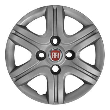 Imagem de Calota aro 13 prata 080cb cubo baixo  + emblema fiat vermelho - Garage