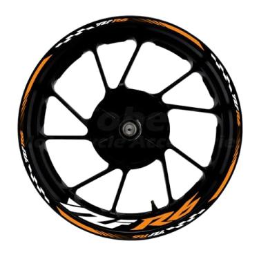 Imagem de Awonderful Kit de listras refletivas para motocicleta, adesivos de aro de roda de vinil compatíveis com Yamaha YZF R6 1998-2016 (laranja)