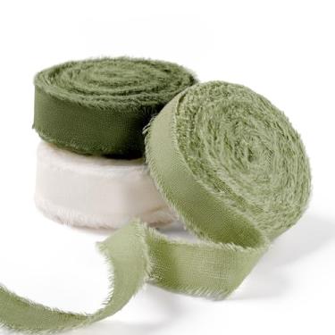 Imagem de FAKILO Fita de algodão rústico natural com borda desgastada, fita 100% algodão 5/20.3 cm x 18yds para buquês de casamento vintage, convites, chá de bebê, embrulho de presente, artesanato DIY