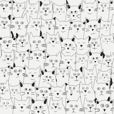 Imagem de Wallderful Papel de parede Cat Peel and Stick 44.5 cm x 797.6 cm papel de parede preto e branco design gato preto bonito animal contato papel engraçado gatinho papel de parede para casa de bonecas