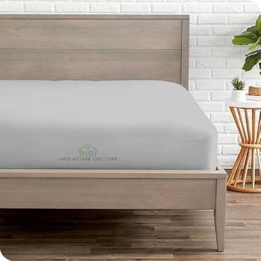 Imagem de 1 lençol com elástico apenas, 100% algodão egípcio - 400 fios, lençol com elástico para bolso profundo de até 38 cm - Tamanho Cal King - Apenas lençol de baixo solteiro de luxo de hotel - Somente