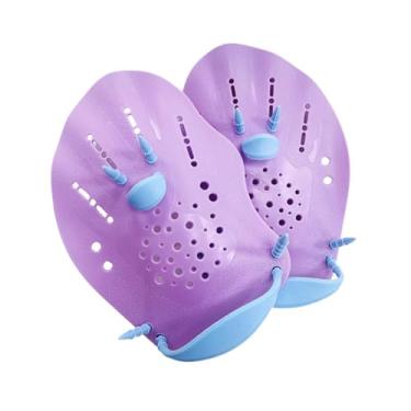 Imagem de oshhni Nadando remos da mão Piscina Equipamento de exercício Aquático Fitness portátil Arma de água portátil Luvas de água de nadar nas pás de natação , Adultos Violeta