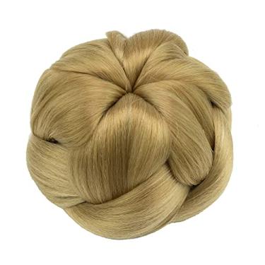 Imagem de IMISSU Cobertura de cabelo trançado chignon dançarina rosquinha apliques scrunchies coque de cabelo peruca updo para mulheres (M1 Loira Cinza)