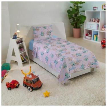 Imagem de Jogo de Cama Lençol Stitch Solteiro Estampado Com Elastico Fronha1,40m