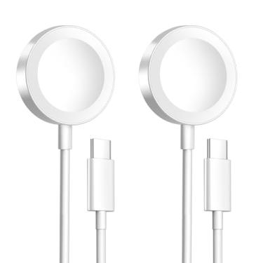 Imagem de Pacote com 2, cabo de carregamento magnético para carregador Apple Watch, [porta USB C], cabos coaxiais de carregador sem fio compatíveis com iWatch Series Ultra2/Ultra/8/7/6/SE/SE2/5/4/3/2[3,3FT/1M],