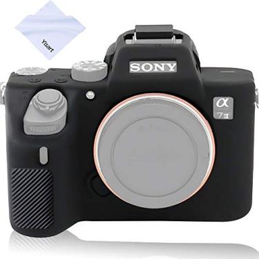 Imagem de Capa Yisau Sony A7 iii, capa de borracha de silicone profissional para Sony Sony A7 iii A7r iii a73 a7R 3 câmera + pano de microfibra, Preto