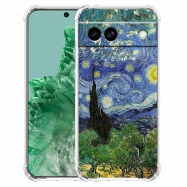 Imagem de AOSSXIN Van Gogh Paintings Artworks Colagem, moderna e descolada, à prova de choque, capa amortecedora de TPU macio para Google Pixel 8a transparente