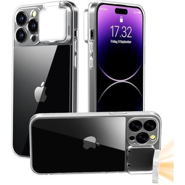 Imagem de ZFMF Capa com luz de selfie para iPhone 14 Pro Max com iluminação LED embutida recarregável para TIK Tok/Stream/Maquiagem/Live/Video - Selfie (2 modelos, 3 níveis de brilho) (transparente, para iPhone