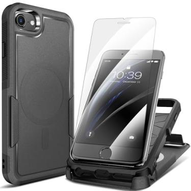 Imagem de MHYALUDO Capa para iPhone SE 3ª geração 2022/2020, capa para iPhone 8/7, com 2 películas protetoras de tela de vidro temperado, corpo inteiro de 360° à prova de choque, à prova de quedas,