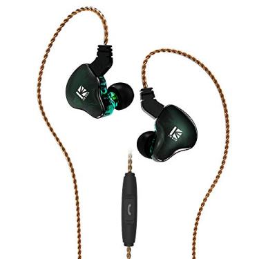 Imagem de Fone de ouvido KBEAR KS2 no ouvido, H HIFIHEAR IEM 1BA 1DD estéreo no fone de ouvido Hi-Fi sobre fones de ouvido com cancelamento de ruído e cabo removível para corrida (microfone, KS2 preto), Verde, With Mic