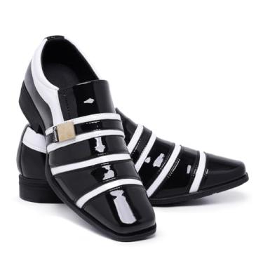 Imagem de Sapato Social Masculino Brilhante Bico Fino Pull On 853 (Preto e Branco, BR, Adulto, Numérico, 43)