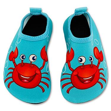 Imagem de Bigib Sapatos aquáticos para natação infantil, secagem rápida, antiderrapante, pele aquática, sapatos esportivos descalços, meias aquáticas para meninos e meninas, Caranguejo, 4 Toddler