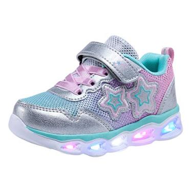 Imagem de Tênis infantil infantil Coodo com glitter, Grey Aqua, 8 Toddler