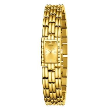 Imagem de JIANDUN Relógio feminino clássico vintage quadrado dourado com pulseira ajustável, resistente à água, Todo dourado.