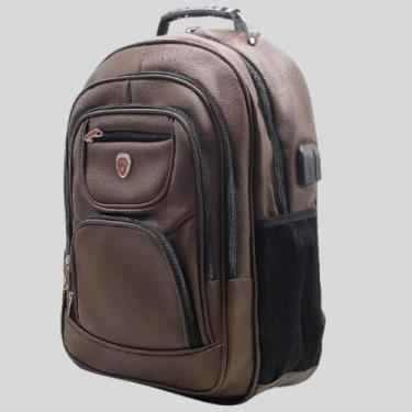 Imagem de Mochila Couro Faculdade Escola Passeio Notebook Usb Viagem - hillsshoe
