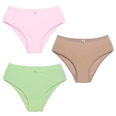 Imagem de 3 Calcinhas Luminate 22151 Cotton Rosa Chocolate Verde, P