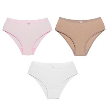 Imagem de 3 Calcinhas Luminate 22151 Cotton Rosa Branco Choco, GG