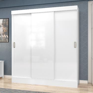 Imagem de Guarda Roupa Casal 3 Portas de Correr San Marino Maxel Móveis - Branco